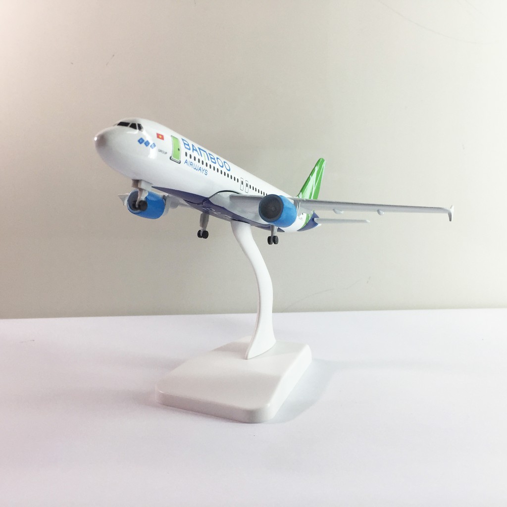 Mô hình máy bay kim loại hàng không Tre Việt Bamboo Airways 16cm dòng Airbus A320 món quà tặng mô hình tĩnh die-cast