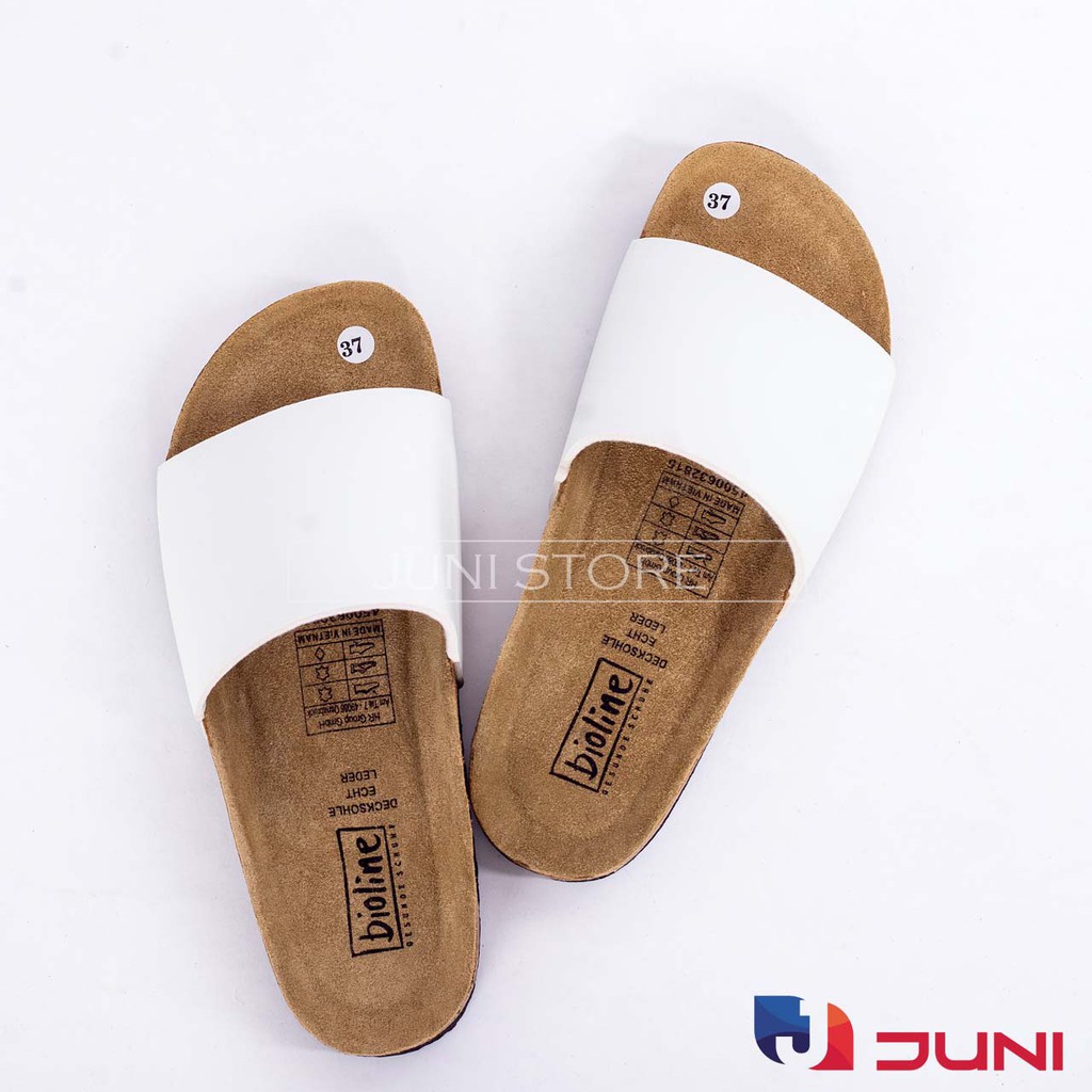 [DA PU-CHỐNG NƯỚC] PU05- Dép sandal quai ngang đơn Unisex da PU, đế trấu Bioline Birken - Xuất khẩu châu Âu - Juni Store
