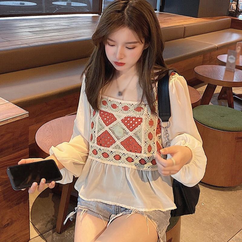 Fashion Wild Korean Western Style Design Sweet Women Long-sleeved Chiffon Shirt