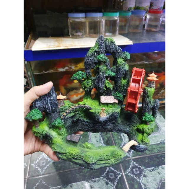 CẢNH NÚI BÁNH QUAY TRANG TRÍ HỒ CÁ NON BỘ 23x16x20cm