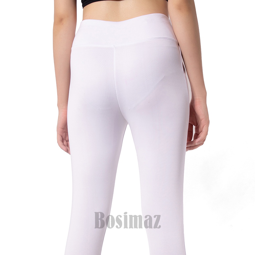 Quần Legging Nữ Bosimaz MS121 dài túi trước màu trắng cao cấp, thun co giãn 4 chiều, vải đẹp dày, thoáng mát.