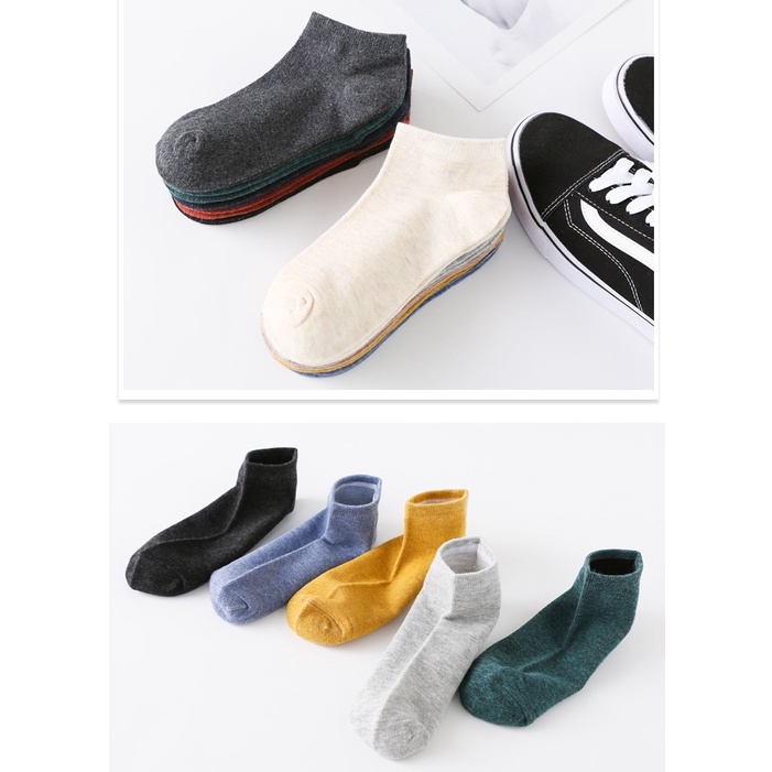 Tất Cổ Ngắn, Vớ Cổ Ngắn Basic Nam Nữ Trơn Vintage Vải Cotton Co Giãn, Thoáng Mát Chống Hôi Chân - Iclassy_shoes