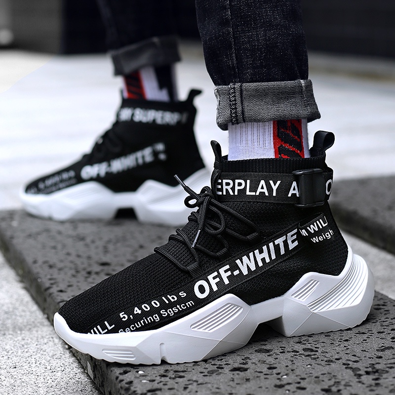 Giày Thể Thao OFF-WHITE Vải Dệt Siêu Mỏng Cổ Cao Thời Trang Cho Nam