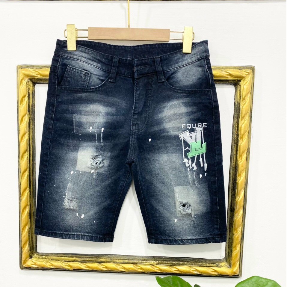 QUẦN SHORT JEAN NAM CO GIÃN PHỐI HỌA TIẾT CHỮ PHONG CÁCH THỜI TRANG DT.SHOP89 LQSJ01