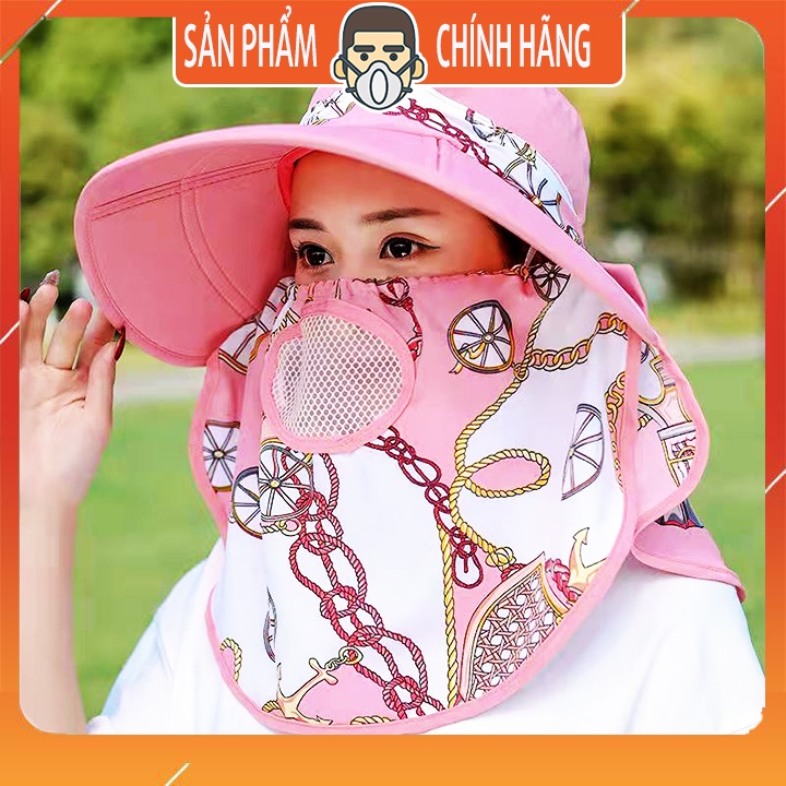 Mũ chống nắng thoáng khí cho phụ nữ đi ngoài trời - kết hợp khẩu trang