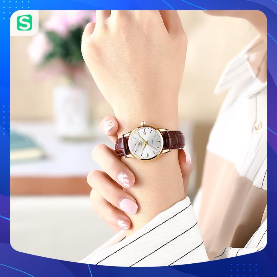 Đồng hồ nữ thương hiệu olevs,chống vô nước,chống xước,dạ quang ban đêm,dây da cao cấp thời trang,BH 12th
