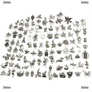 (Eetmo) Retro Silver 100Pcs Bulk Lots Mix Animal Charm Pendants Jewelry Diy Hot Sale