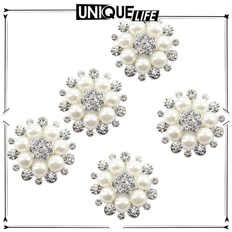 Set 5 Nút Pha Lê Hình Bông Hoa Màu Be 30mm Dùng Làm Đồ Thủ Công DIY Shiwaki4