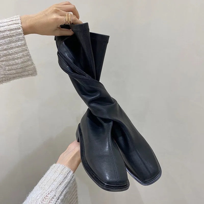 Giày bốt cao cổ da PU mềm siêu xinh sang chảnh dễ phối đồ phong cách Ulzzang Hàn quốc có ảnh thật và video