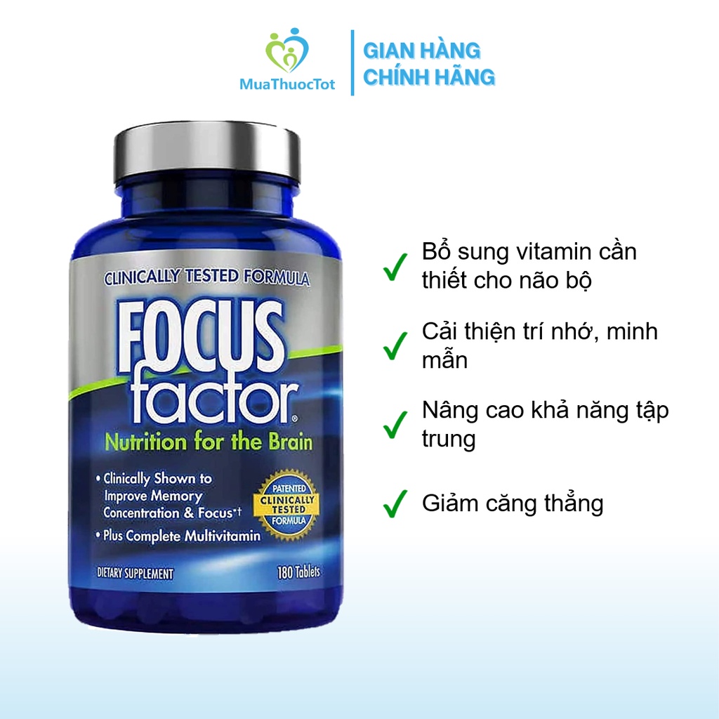 Focus Factor Nutrition For The Brain Viên Uống Bổ Sung Vitamin Cho Não 180 Viên