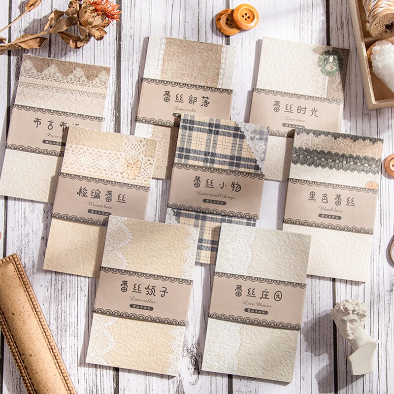30 Tấm giấy họa tiết ren dùng trang trí sổ tay DIY