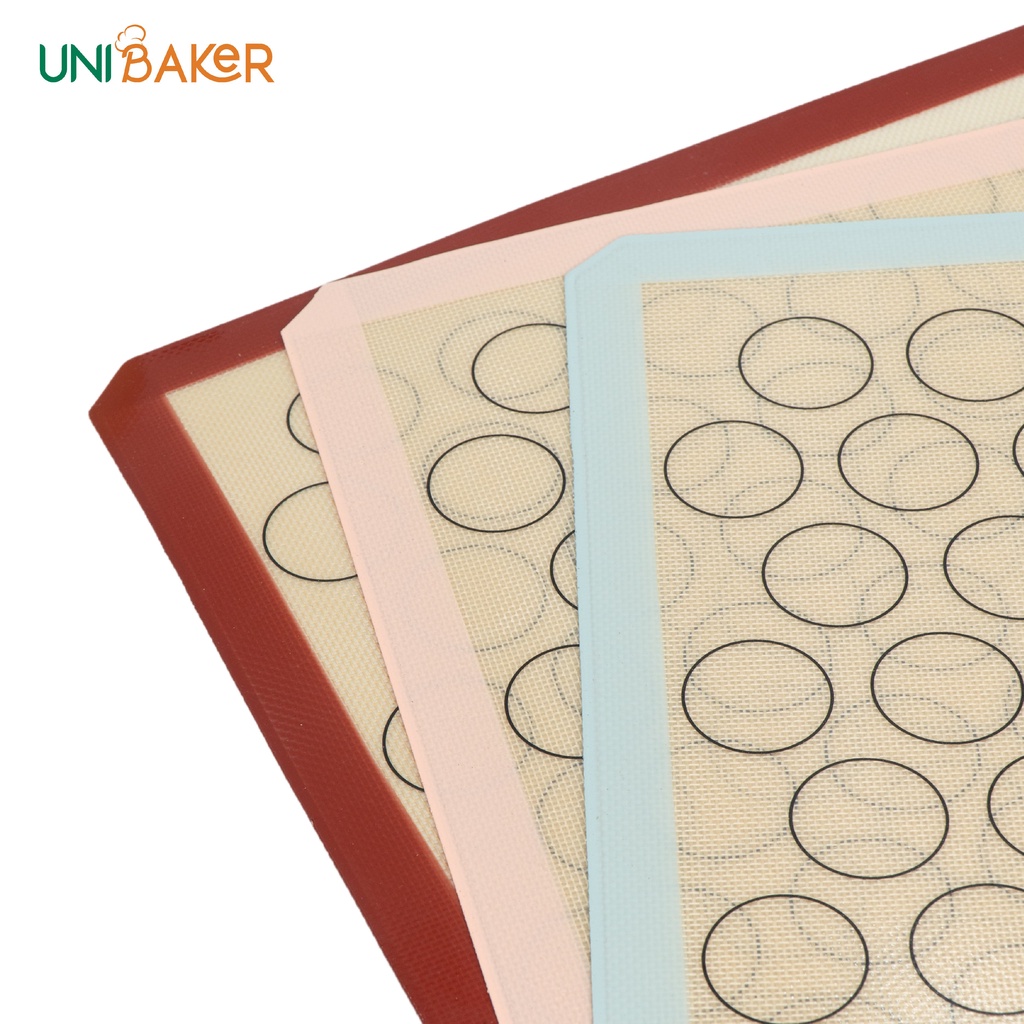 Tấm nướng sợi thủy tinh UNIBAKER VIỀN HỒNG (40x30cm)