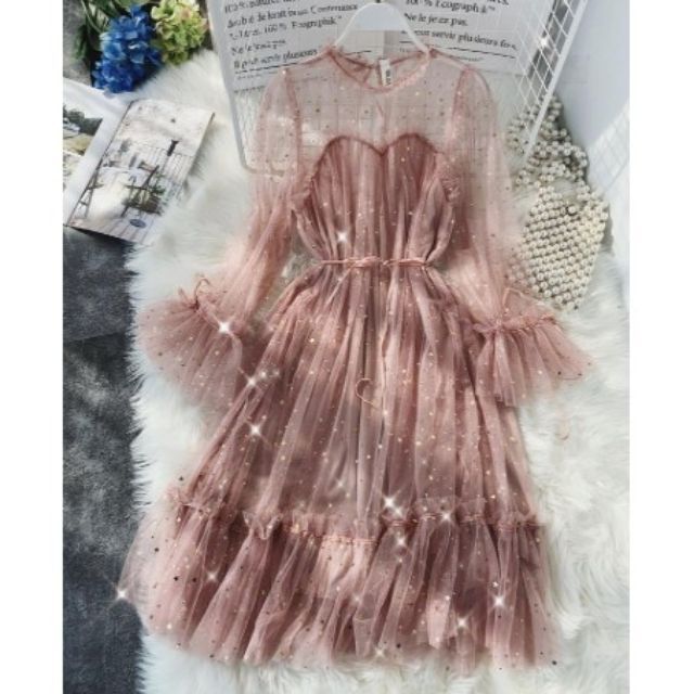 HÀNG SẴN - Đầm váy voan đính sao công chúa