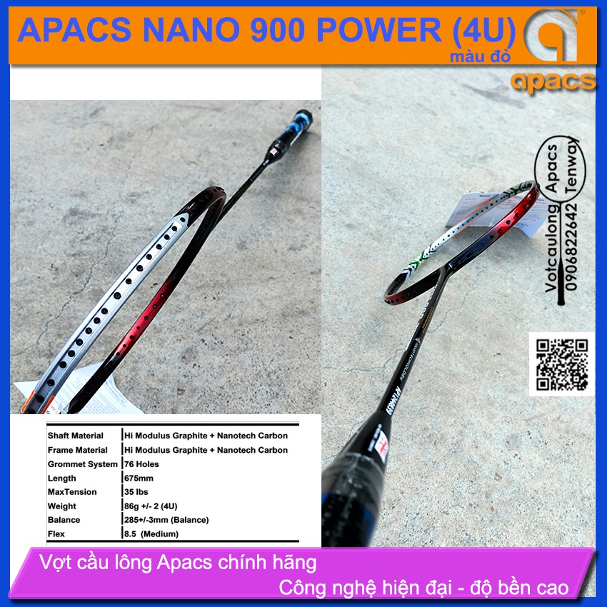 Vợt cầu lông Apacs Nano 900 Power (red) - 4U - vợt đánh phong trào rất tốt