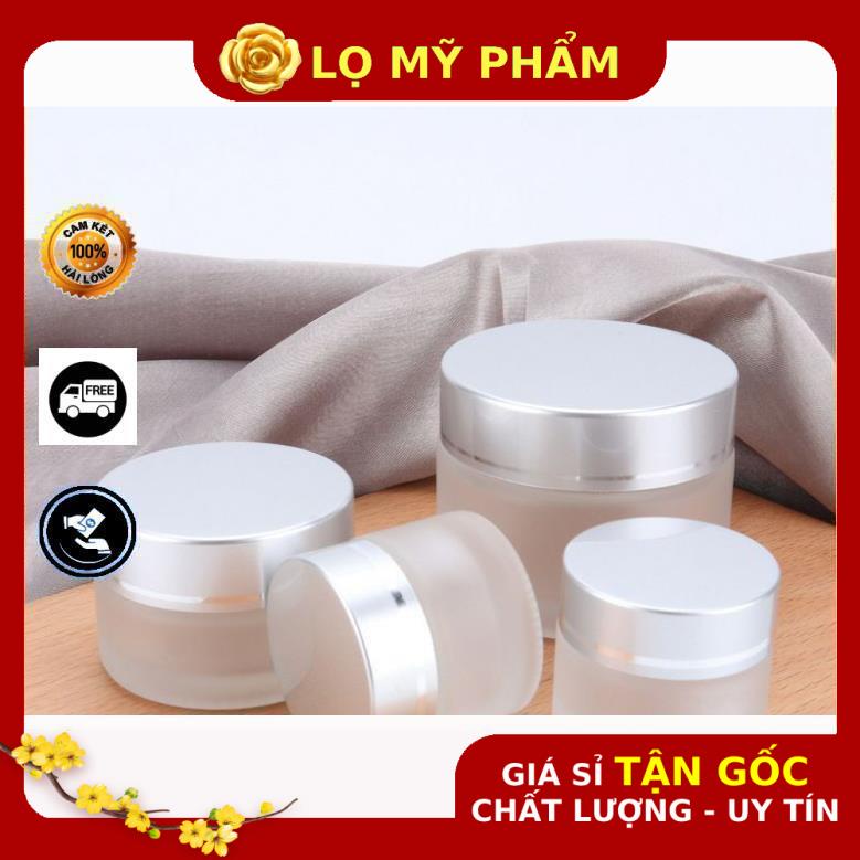 Hủ Đựng Kem ❤ GIÁ TỐT NHẤT ❤ Hủ Chiết Mỹ Phẩm Thủy Tinh Nắp Bạc 30g,50g , hủ đựng mỹ phẩm , phụ kiện du lịch