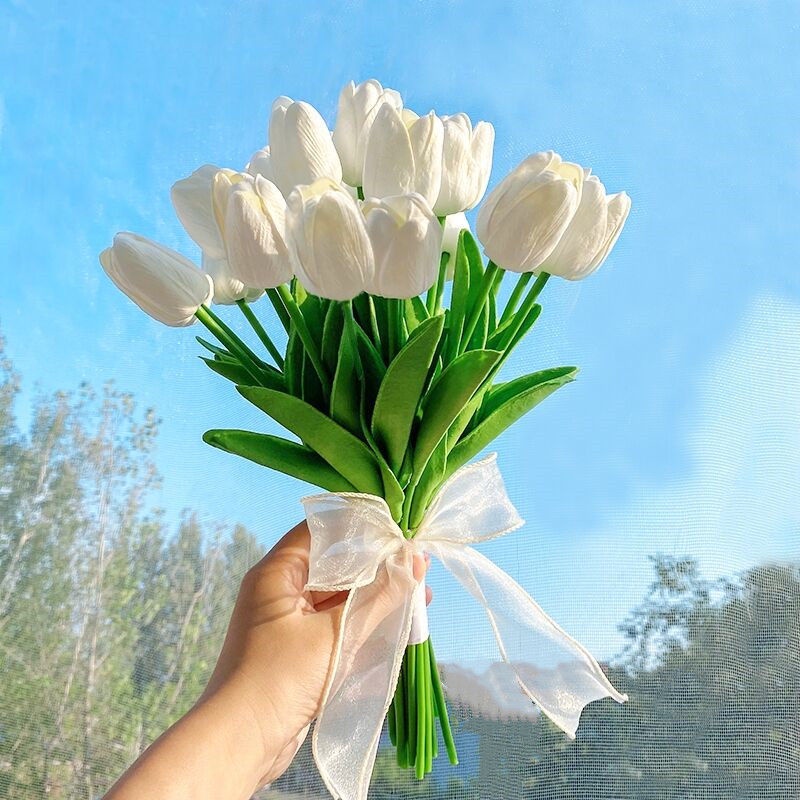 Bó Hoa Tulip Bằng pu Nhân Tạo Phong Cách Hàn Quốc Dùng Trang Trí Nhà Cửa/ Tiệc Cưới
