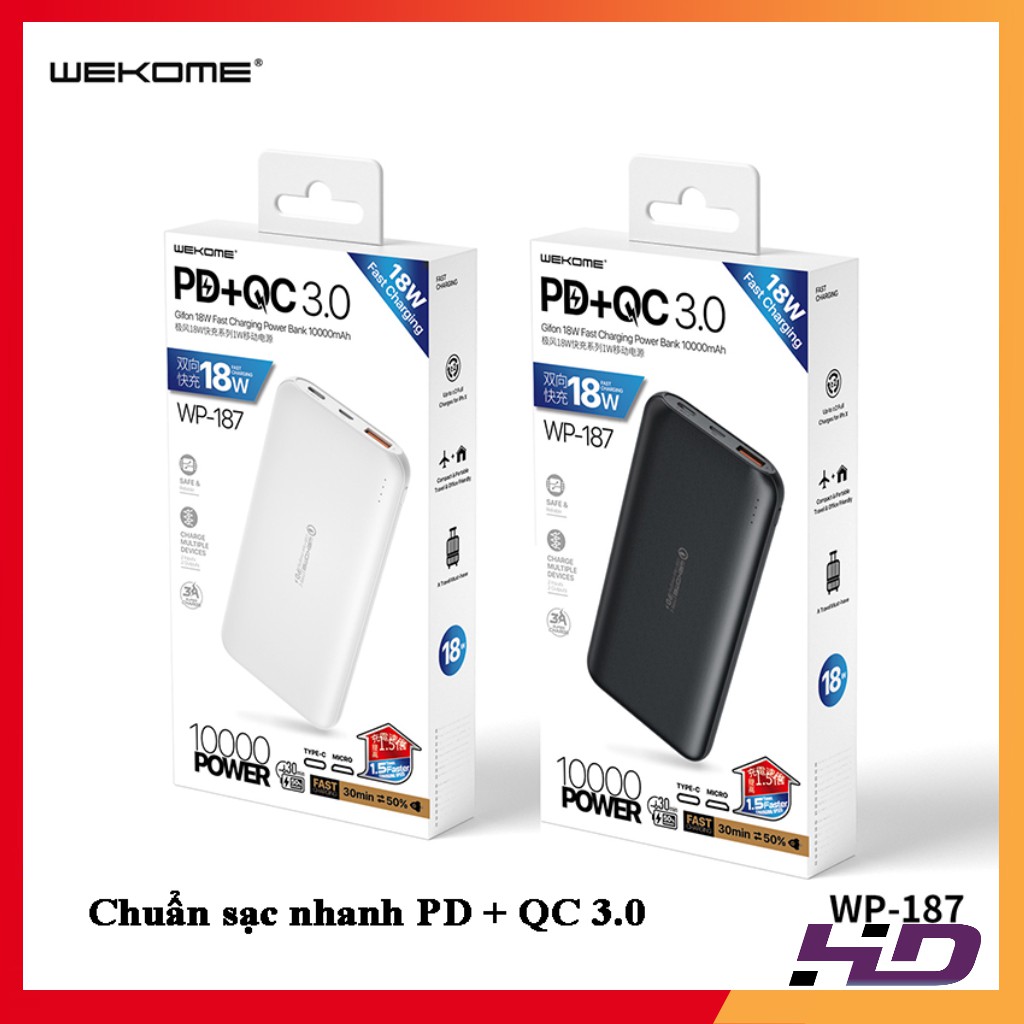 [Hàng Chính Hãng] Pin Sạc Dự Phòng 10000 mAh - Sạc Nhanh PD + QC 3.0 - Hai Cổng Vào Tpye C, Micro USB