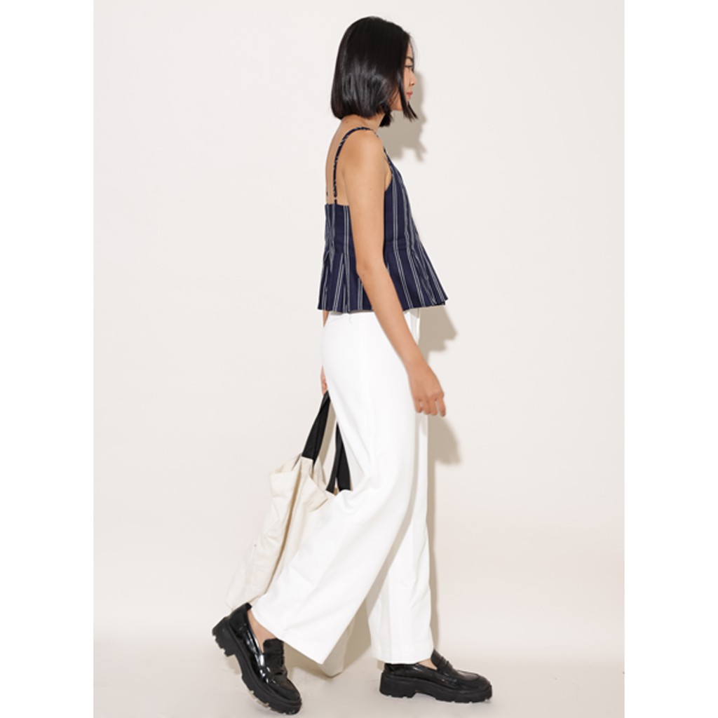 Quần dài ống suông thời trang GAGO pleated wide straight pants màu trắng GO3177 | BigBuy360 - bigbuy360.vn