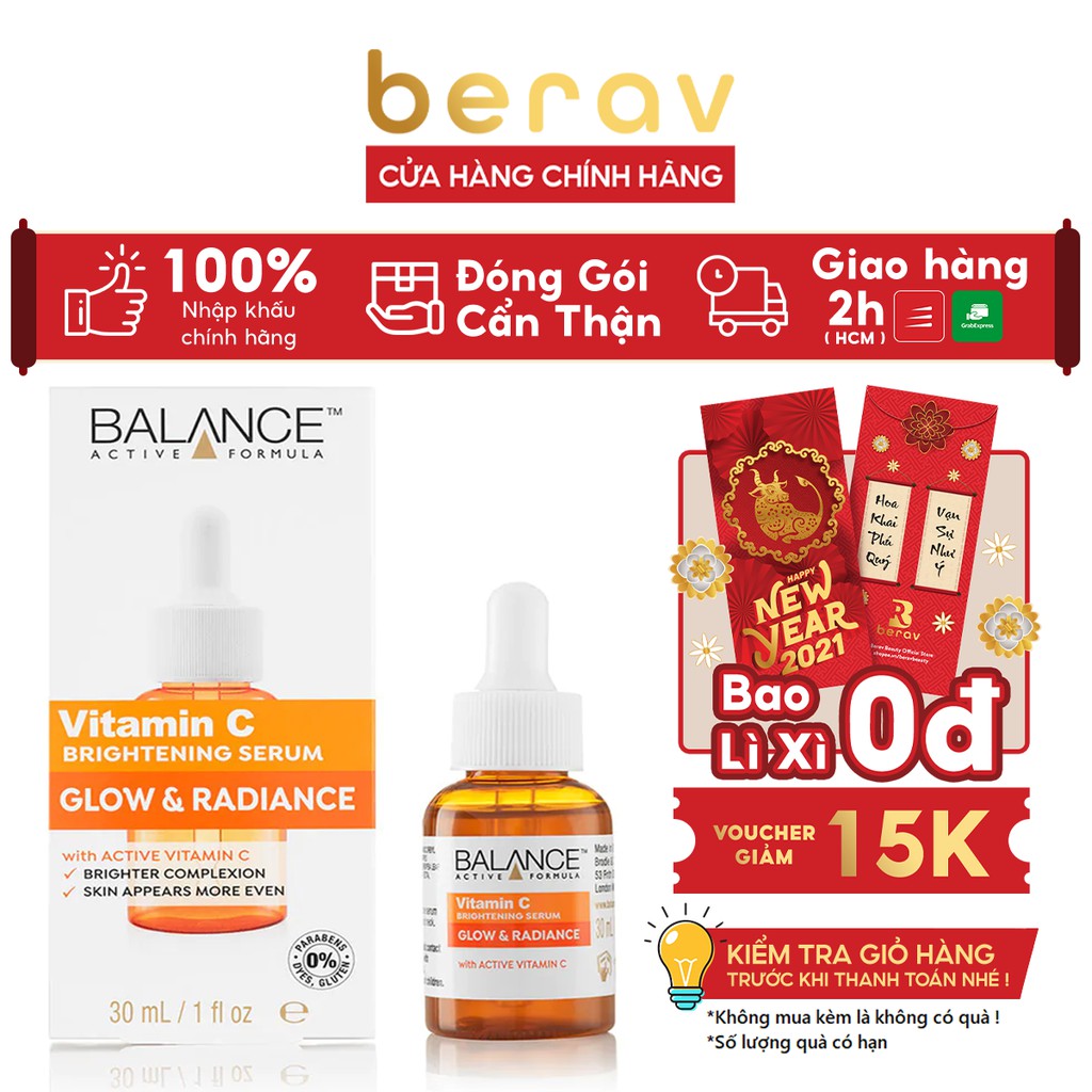 Serum Balance Vitamin C Trắng Da, Mờ Thâm Balance Active Formula Brightening 30ml