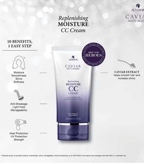 Kem dưỡng tóc ALTERNA CAVIAR Anti-Aging® Replenishing Moisture CC Cream 10 in 1 Complete size mini 25ml