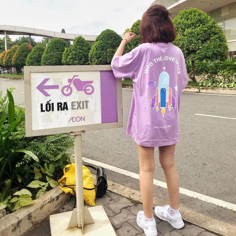 Áo Thun Tay Lỡ Vũ Trụ Tím 🌸FREESHIP🌸 [ IN TO THE LOVE SPACE ] phù hợp cho cả nam và dưới dưới 75 kg | BigBuy360 - bigbuy360.vn