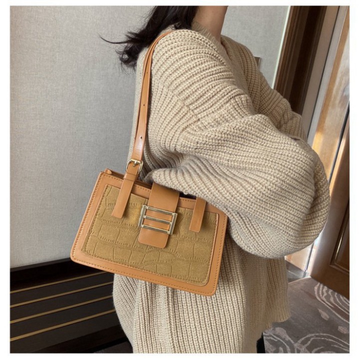 ❤𝑭𝑹𝑬𝑬𝑺𝑯𝑰𝑷 ❤ Túi xách Túi đeo vai nữ Da vân viên da Màu nâu nude đen Cao cấp công sở đi làm dự tiệc | BigBuy360 - bigbuy360.vn