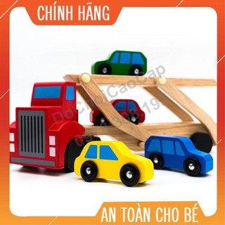 [Quà Tặng Cho Bé] Xe chở ô tô 2 tầng - Đồ chơi gỗ cao cấp xuất khẩu