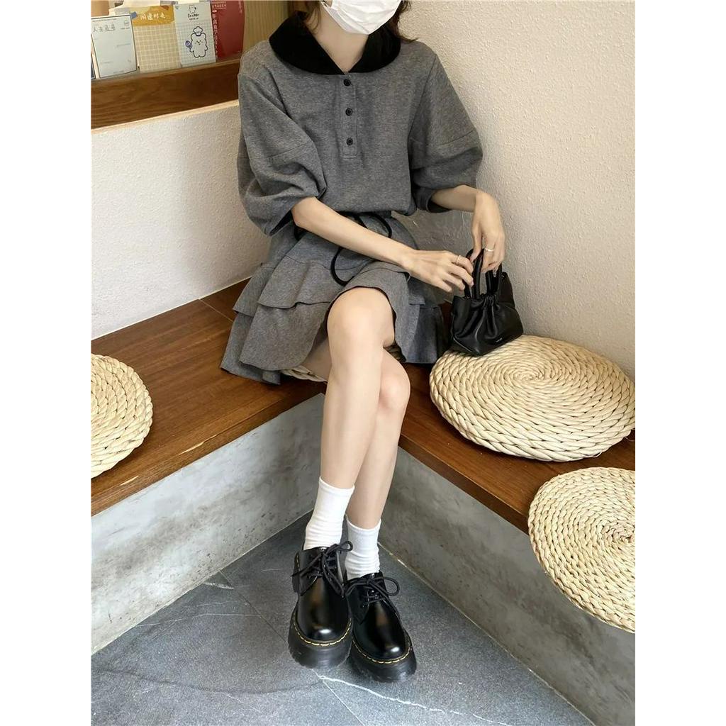 Set 2 Món Nữ Sinh, Phong Cách Nữ Học Sinh Trẻ Trung Cá Tính Màu Xám Dành Cho Bạn Gái