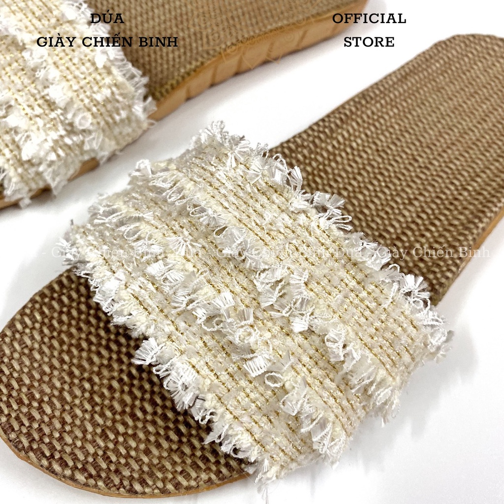 Dép Cói Quai Ngang Làm Thủ Công Dây Tuyết Vintage, Dép Đi Biển, Dép Mang Trong Nhà, Dép Văn Phòng, Dép Nữ COI106