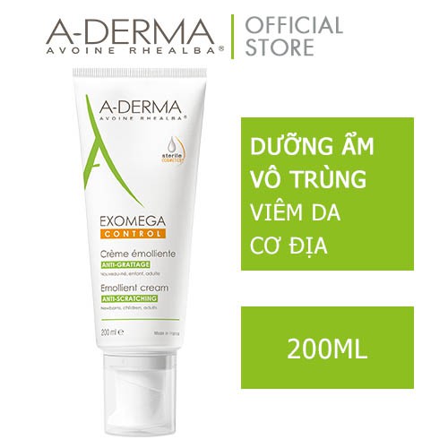 A-DERMA Kem dưỡng cho da khô, rất khô, viêm da cơ địa EXOMEGA CONTROL EMOLLIENT CREAM 200ML