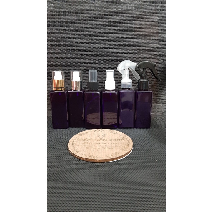 Chai nhựa vuông 150ml xanh tím đầu xịt phun sương