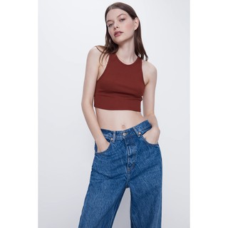 Áo vải gân zara ribbed top trf 3253/308