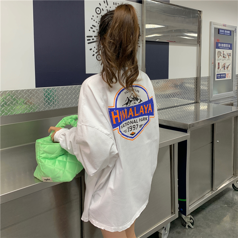 Áo thun dài tay cỡ lớn cá tính theo phong cách Hàn Quốc dành cho nữ