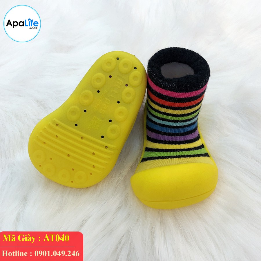 Giày tập đi Attipas Rain Bow - Vàng AT040 nhập Hàn Quốc - cho bé trai /bé gái từ 3 - 24 tháng: đế mềm