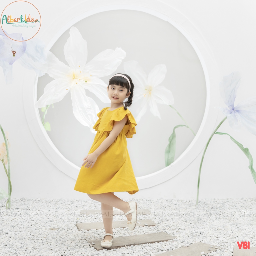 Váy bé gái ALBERKIDS  tay cánh tiên công chúa xinh đẹp cho trẻ em 2,3,4,5,6,7,8,9,10,11,12 tuổi [V81]