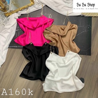Áo 2 dây phi lụa cổ đổ dây xích khoen tròn cực xinh ☘️☘️☘️g/k
