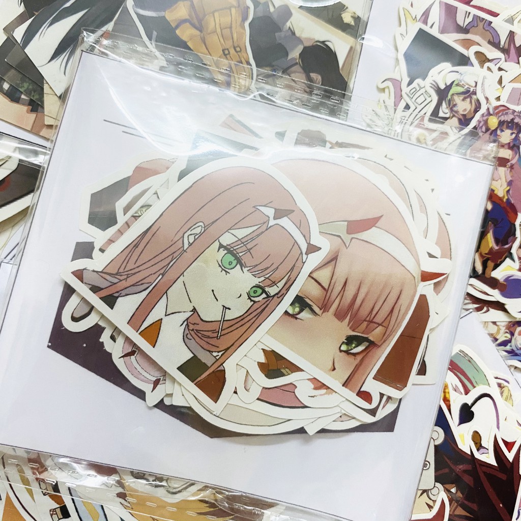 Bộ hình dán - sticker anime Zero Two - Darling in the Franxx dán trang trí laptop,máy tính bỏ túi,vali,điện thoại