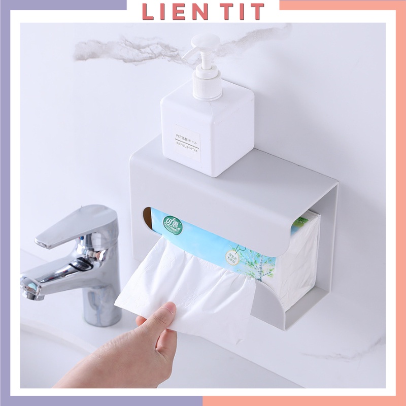Hộp khăn giấy H7 màu trắng dán tường rút giấy dùng cho nhà tắm, nhà bếp tiện lợi