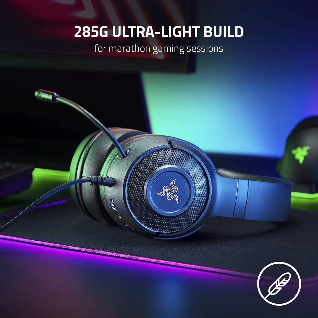 Tai nghe Razer Kraken V3 X USB gaming chống ồn tích hợp micro. Âm thanh vòm 7.1 đệm tai êm ái chính hãng Vanphongstar