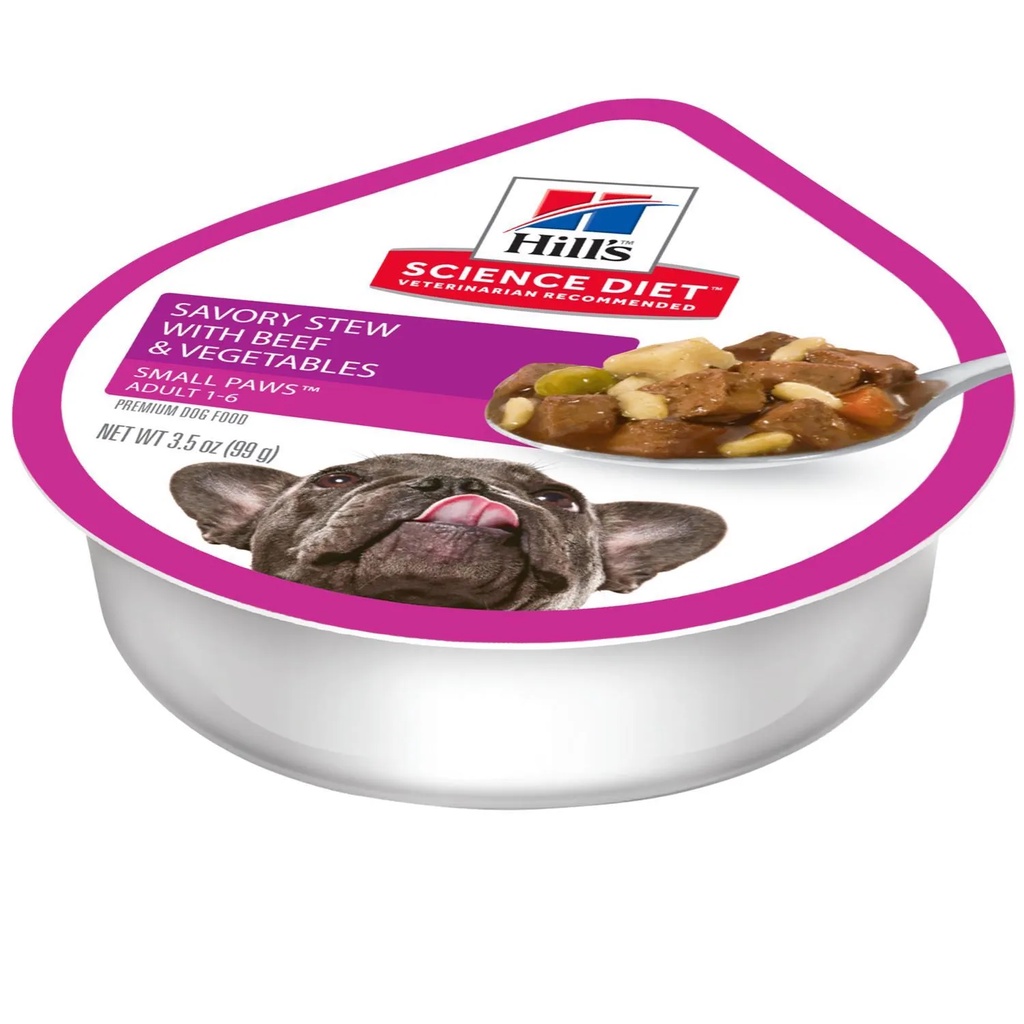 99g - Pate Thịt hầm Hill's Science Diet dành cho Chó giống nhỏ trưởng thành Hương vị Thịt gà &amp; Rau, Thịt bò &amp; rau