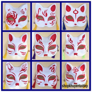 (ĐỎ) Mặt Nạ Nửa Mặt Hình Cáo-Mặt nạ hóa trang con cáo hồ ly trong dịp Halloween