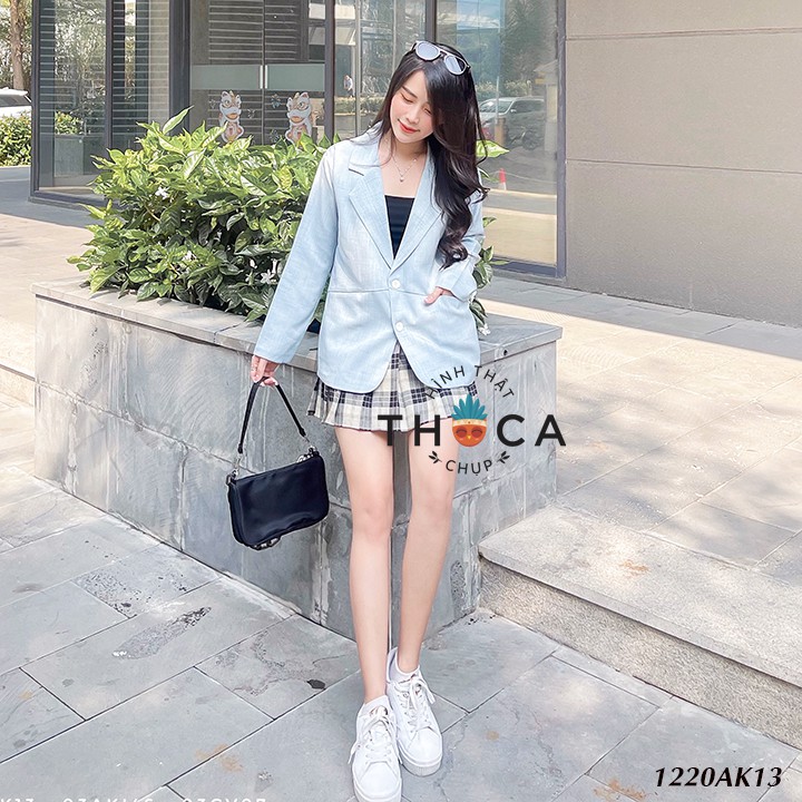 Blazer áo khoác vest 2 lớp trơn túi xéo màu xanh ngọc THOCA HOUSE sang trọng xu hướng Hàn Quốc, dễ phối đồ | BigBuy360 - bigbuy360.vn