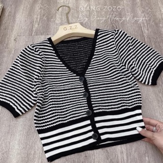 Áo len croptop kẻ ngang