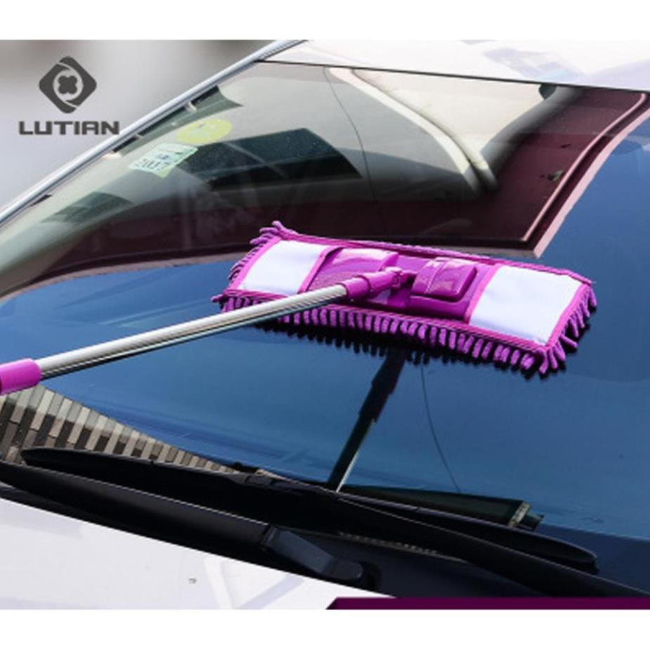 Câu lau rửa cửa nhà xe hơi ô tô chính hãng Lutian xoay 360 độ, cần thu dài ngắn,bản lau khổ rộng