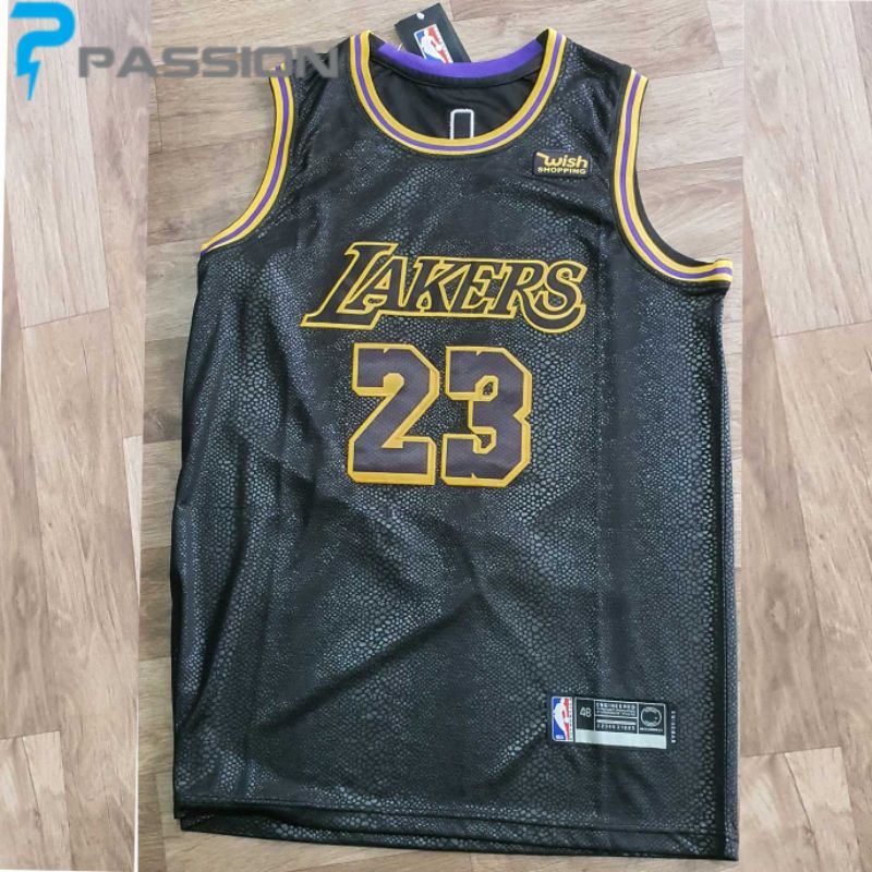 Áo bóng rổ LAKERS thêu cao cấp NBA13 (Đen)