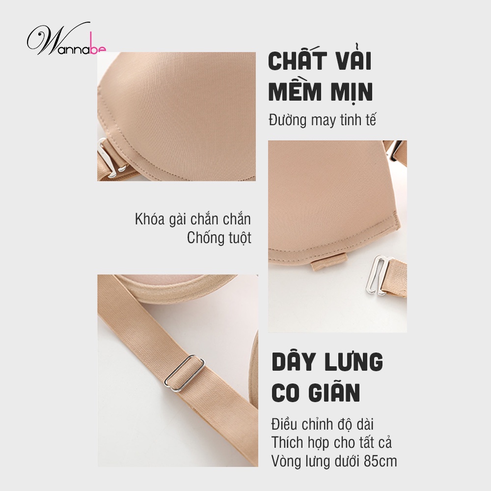 Áo ngực không dây Wannabe ANT10 cúp ngang chống tuột đẩy ngực kèm dây lưng trong