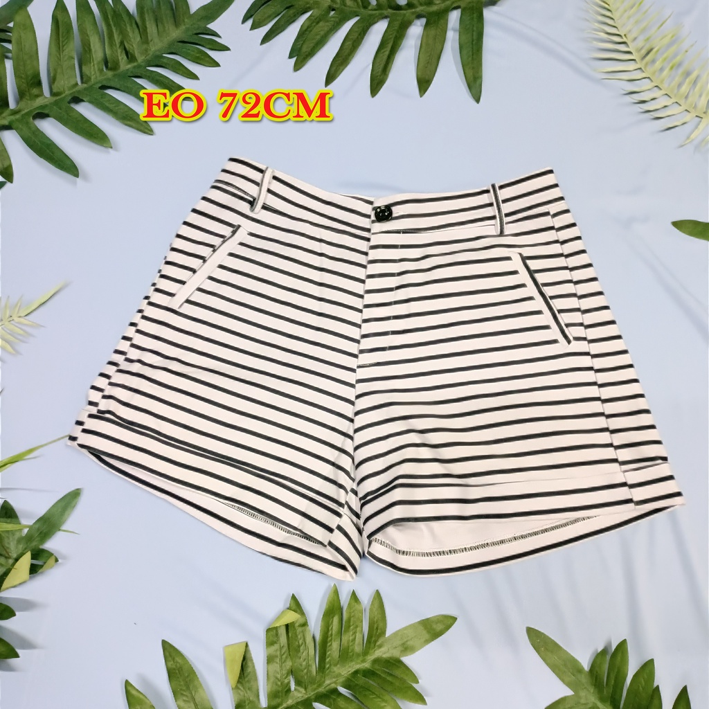 Quần short ngắn cạp lưng cao trắng sọc đen Thanh lý