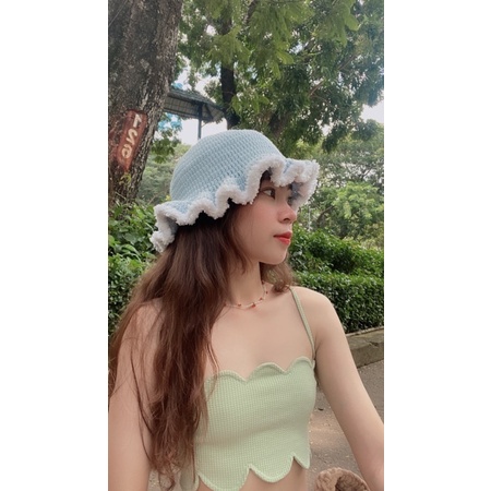 Nón bucket viền bông