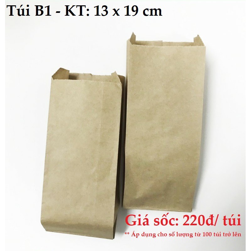 [Giá 220đ/túi] 10 Túi giấy xi măng 13 x 19 cm, túi bánh mì B1