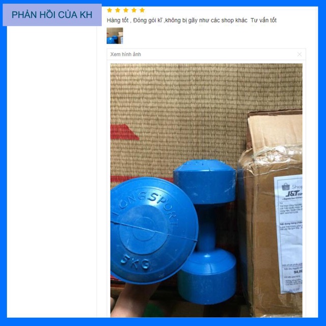 Tạ tay nhựa cao cấp tập gym 5kg